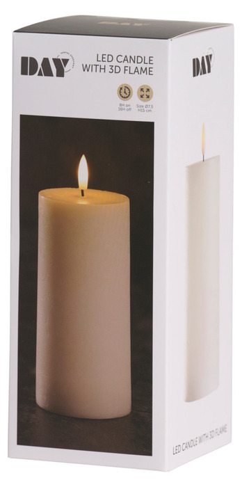 Kubbelys med 3D LED-flamme H15 cm